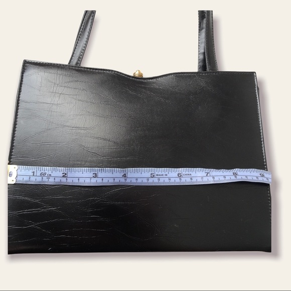 BLACK VINTAGE FAKE LEATHER HANDBAG - Picture 5 of 11